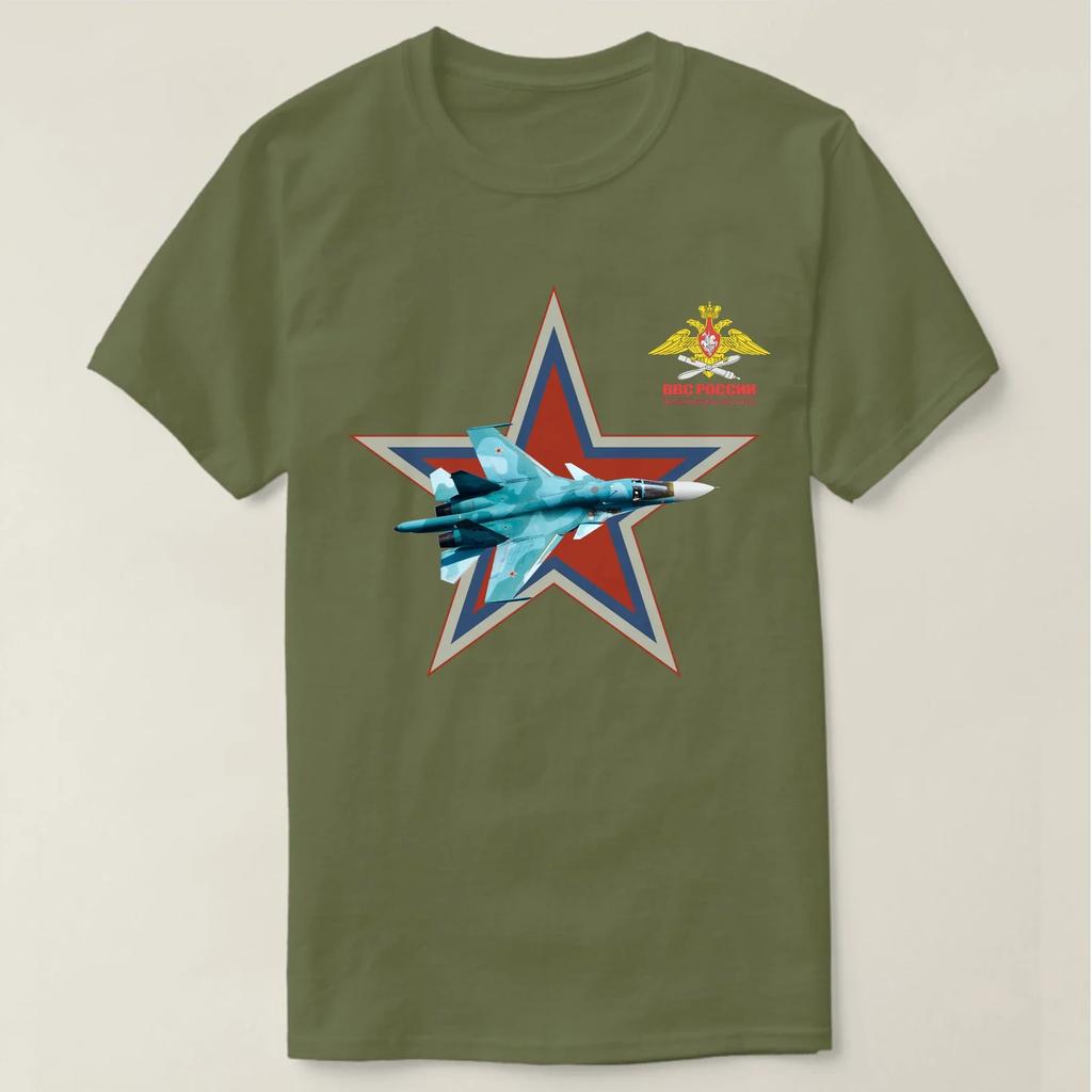 Russian Air Force Emblem Su-34 "Fullback" Fighter Bomber T-Shirt 100% Cotton O-Neck Short Sleeve Summer Casual Mens T-shirt