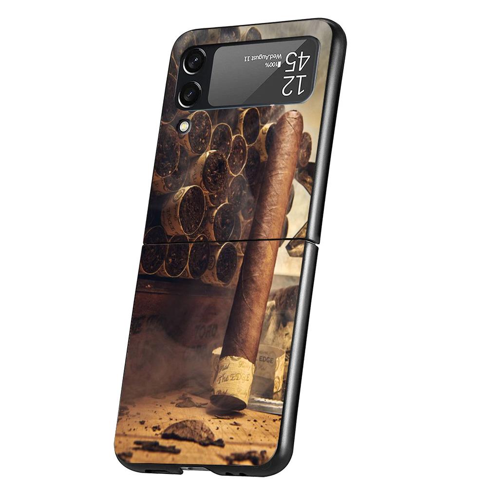 Cigar Whiskey Ice Drink Cover Phone Case For Samsung Galaxy Z Flip 7 6 5 4 3 5G Flip7 Flip6 Flip5 Flip4 Flip3 Black Fundas Shell Samsung Z Flip 7