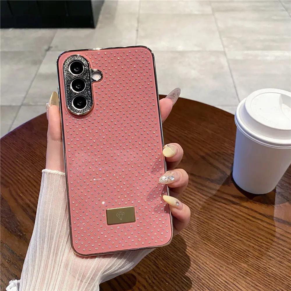 Luxury Glitter Diamond Plating Soft Edge Glossy Phone Case For Samsung Galaxy A57 A37 A56 A36 A26 A16/06 A55/35/25 Protect Cover