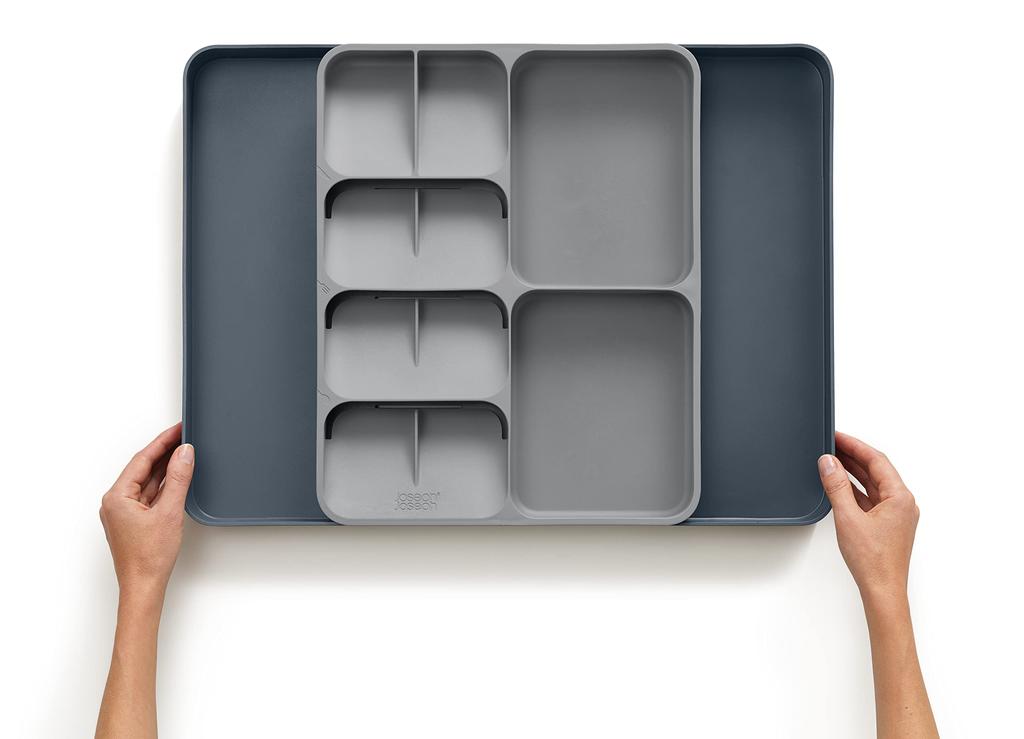 Joseph Joseph Cutlery Case, Tray, Storage, Drawer Organizer (Authentic) 85166, Gray