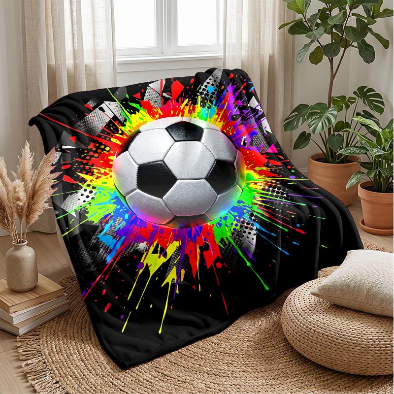 Soccer Ball Splash Art 7 Theme blanket Lightweight Warm Flannel Blanket Decorative Throw Blanket for Home Decoration