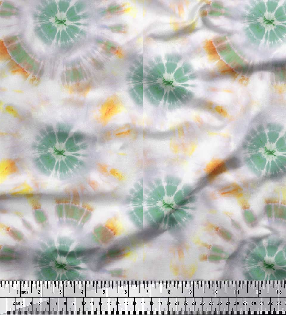 

Тканина для рукоділля Soimoi Pink Poly Crepe Bandhani Tie-Dye Printed Craft Fabric на метри 42 дюйма 42 Inch Wide - Poly Crepe зелений