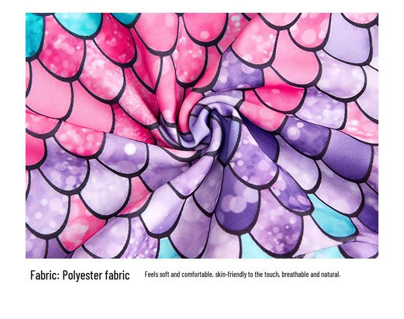 New Girls' Fish Scale Gradient One-Piece Swimsuit with Skirt for Children