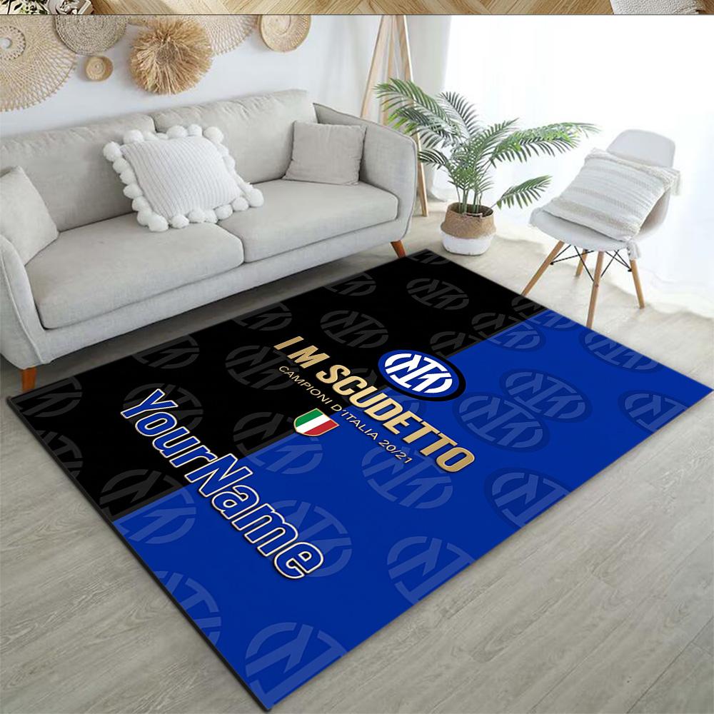 Inter Milan Personalized Name Carpet Perfect for Entryway Study room Foyer Hallway Antislip Carpet Anime Office Decor Perfect Gift for Friends & Famil