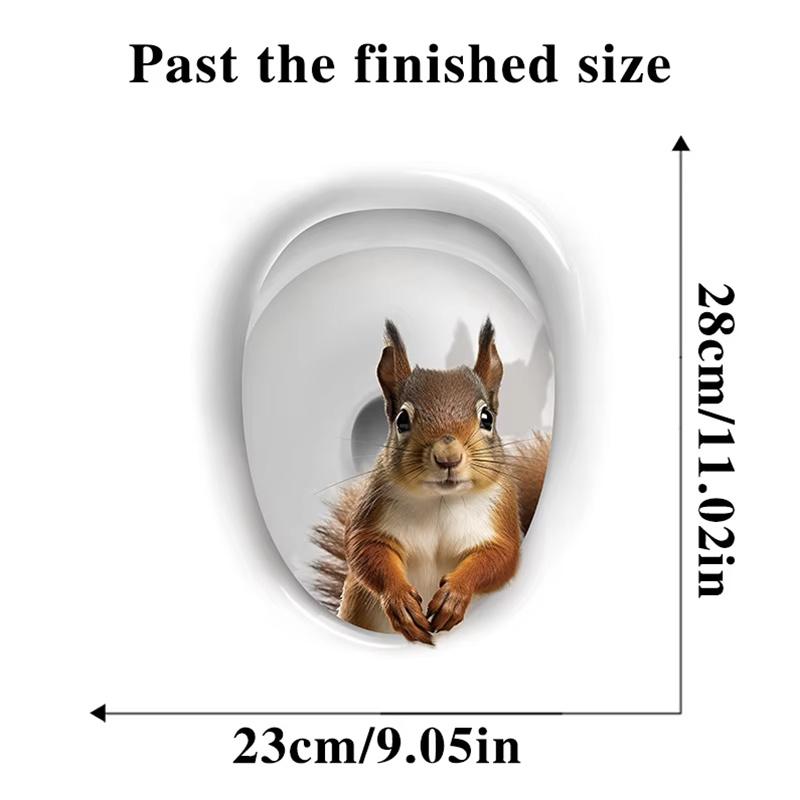 

Bathroom Toilet Cover Decor Stickers Cartoon Animal Pattern Toilet Lid Decals Household Toilet Cover Stickers PVC Waterproof 23x28cm