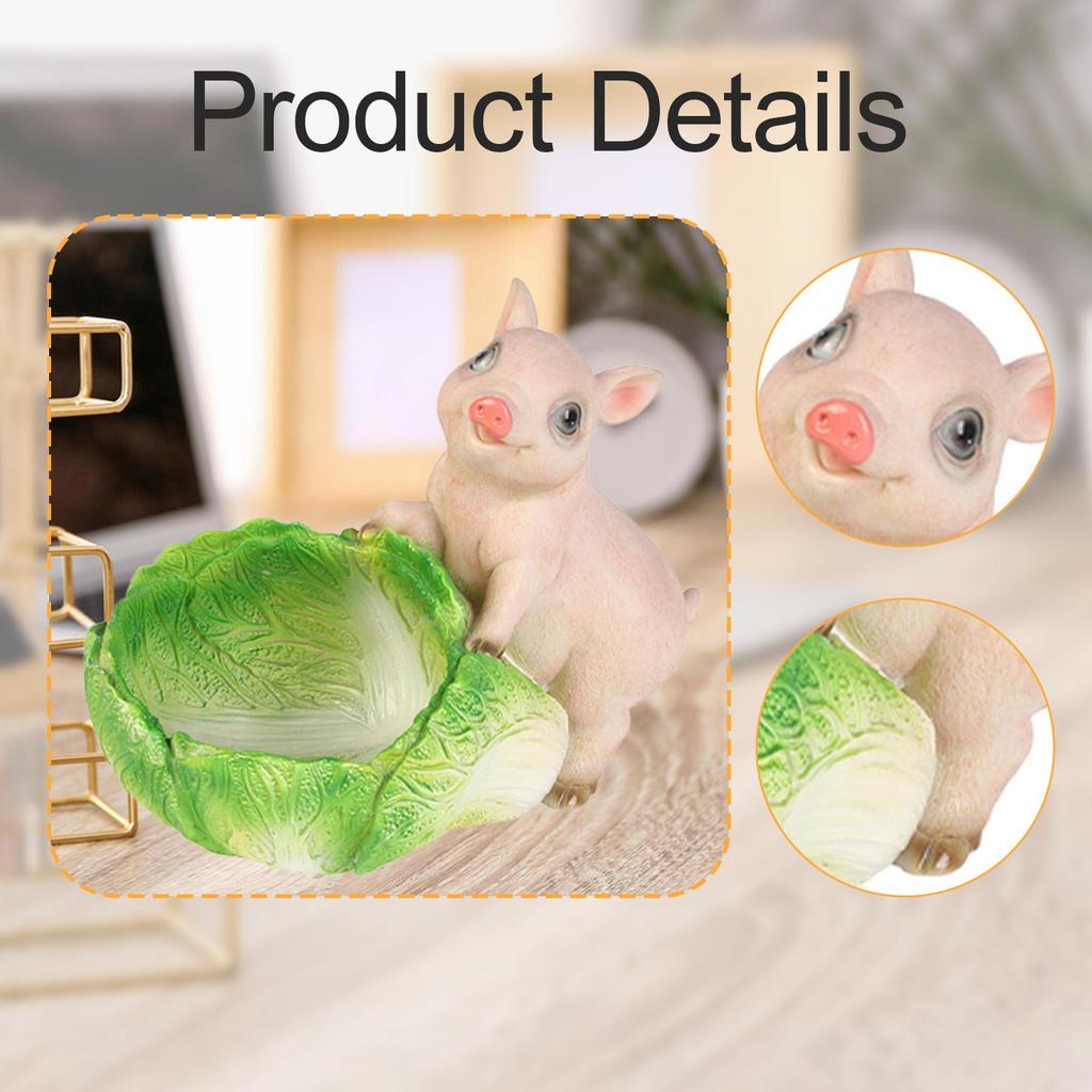 Cute Pig Statue Cabbage Storage Tray Handicrafts Ornament Desk Organization