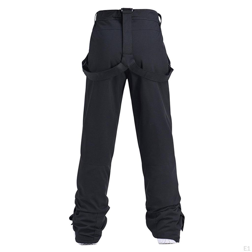 Black Ski Bib Insulated Pants Waterproof Overalls Lightweight Windproof Warm Full Length for