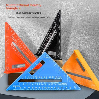 High-Precision Aluminum Triangle Ruler: 7-Inch Woodworking Tool, 12-Inch Metric & Imperial, 90° Right Angle Ruler