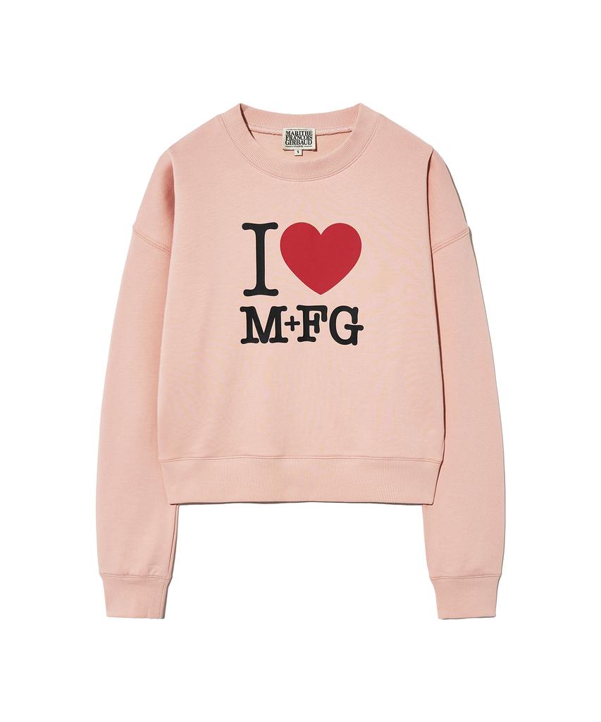 Malittepeulangsowajeobeo W I Love Mfg Crop Sweatshirt Pink