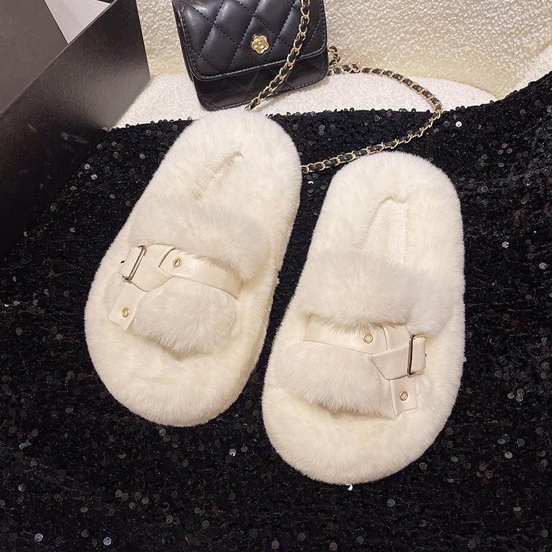 Dicksohlige flauschige Hausschuhe für Damen Herbst- und Winterbekleidung 2025 neu ins trendige Freizeit-Haus Baumwoll-Mopp bequem und vielseitig flauschiger Mopp