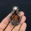 Citrine & Moonstone Gemstone Handmade Pure Copper Wire Wrap Jewelry Pendant For Thanksgiving