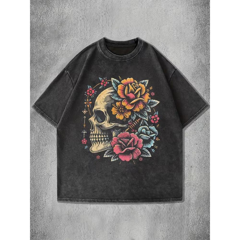 Greek Mythology Medusa Men Women's Vintage Washed T Shirt Streetwear Cotton Oversized Tee Short Sleeve Tops