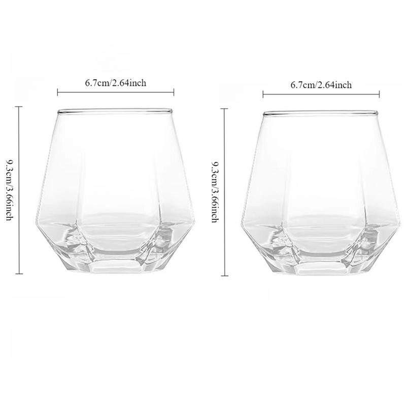 

2pcs Korean Style Hexagonal Glass Cup Home Transparent Whisky Glass Party Light Luxury Wine Glasses Available in Multiple Colors 2pcs