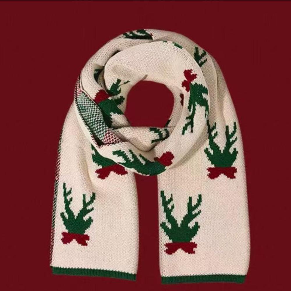 Christmas Elk Scarf Women'S Autumn Winter Polyester Fiber Scarf Christmas Gift Warm Sun Protection Neck Protector Shawl