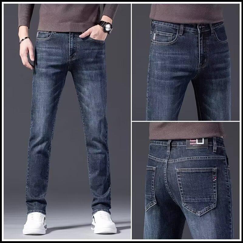 Spring and autumn jeans men's new straight loose men's pants elastic high-end business middle-aged men's casual long pants