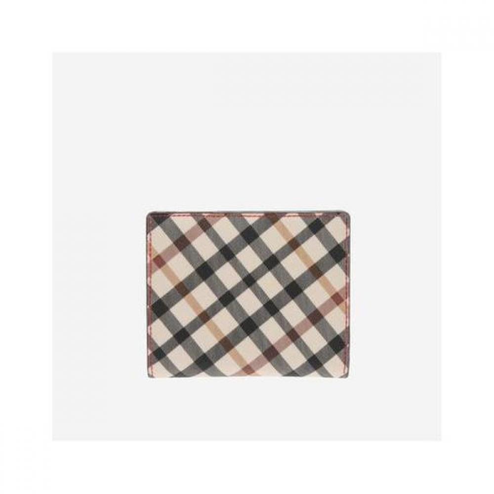Daks Red Check Pattern Dd Logo 3 Fold Wallet Dcwa5e408r2