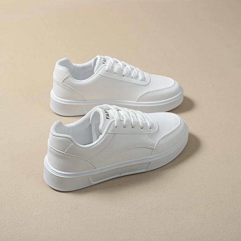 Damen Weiße Freizeitsneakers Leder Plateau-Sneakers für Damen Klassiker Komfort Skateboard-Schuhe Rutschfeste Flache Schuhe