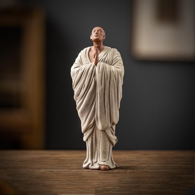 

Дзен Маленький Монах Буддийская Шами Медитационная Скульптура Керамические Фигурки Чайная Комната Фэншуй Китайские Статуэтки для Украшения Подарок