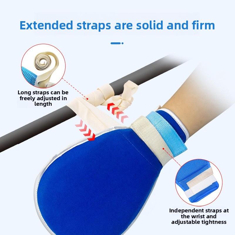 Atmungsaktive Selbstverletzungsschutz-Handfixierhandschuhe Verstellbare Sicherheitskontrollfäustlinge für ältere, behinderte Patienten