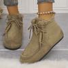 Lace-up Fleece Snow Boots 2025 Winter New Plus-size Warm Cotton Shoes for Women