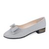 Women Glitter Flat Shoes Bow Rhinestone Decor Low Heel Slip‑On Pumps Elegant Party Wedding Evening Dress Shoes