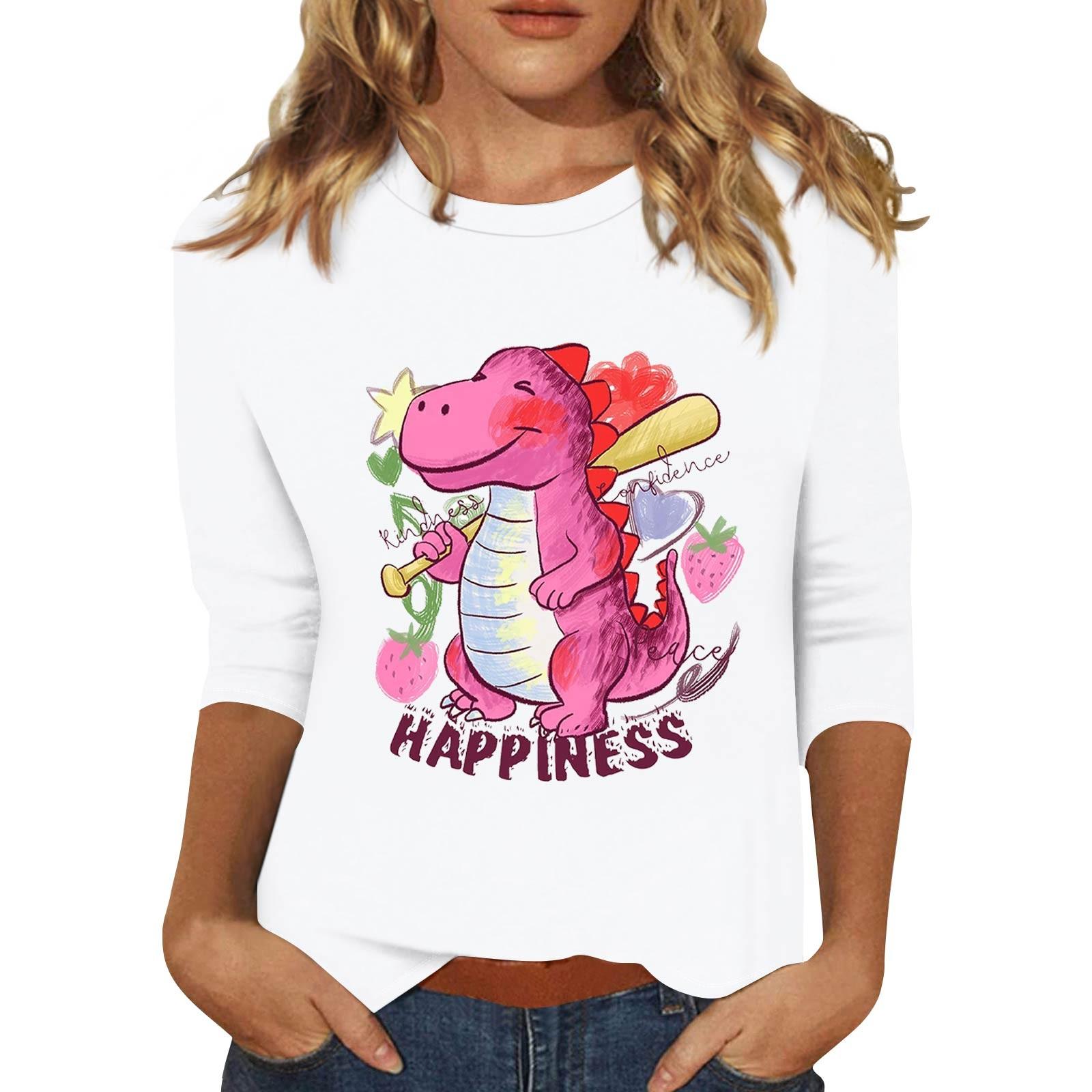 

Жіночий модний повсякденний пуловер з принтованим коміром і рукавом три чверті XL білий