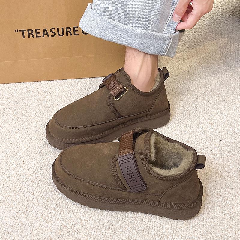 Snow boots men's winter velvet thickened warm thick-soled cotton shoes non-slip comfortable fashionable versatile mid-top cotton boots men's shoes