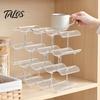 Cup Storage Rack, Multi-Layer Stacking Organizer, with Wavy Slot Design, Space Saving Desktop Bar Storage for Mugs Glasses Coffee Cups