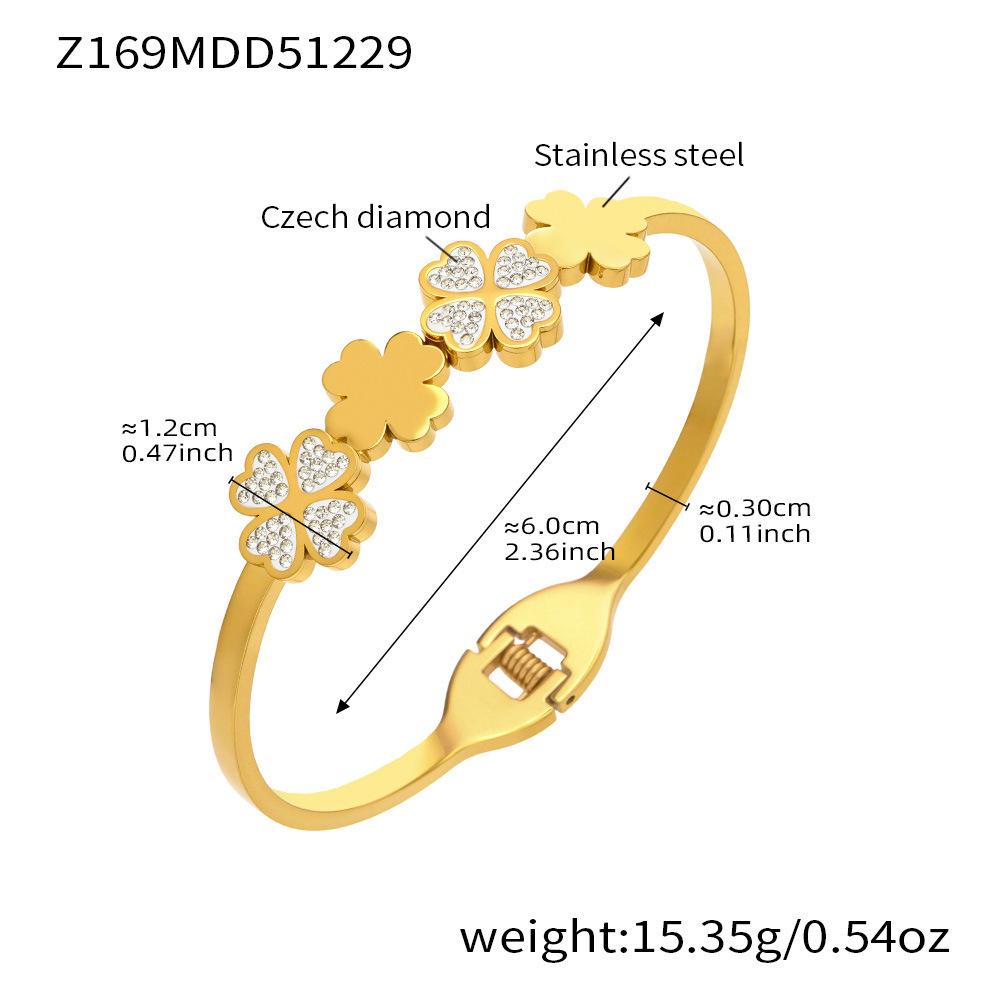 

18K Gold-Plated Stainless Steel Bracelet: Butterfly Flower Design with 5A Zirconia Inlays, Multiple Styles Available