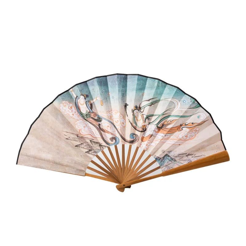 Dunhuang Cultural and Creative Fan Nuevedeer Folding Fan Chinese Style Ancient Style Han Chinese Clothing Summer Gift Female Tourist Souvenir Men
