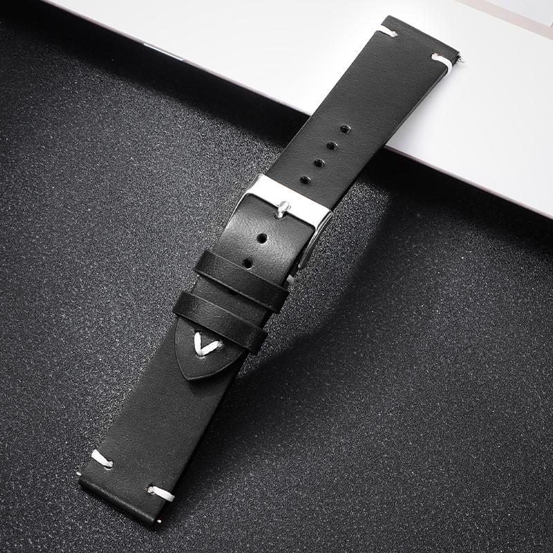 18mm 20mm 22mm Vintage Retro Oil Wax Leather Universal Watchband Wristband Stitching Cowhide Strap Business for Seiko Watch Band