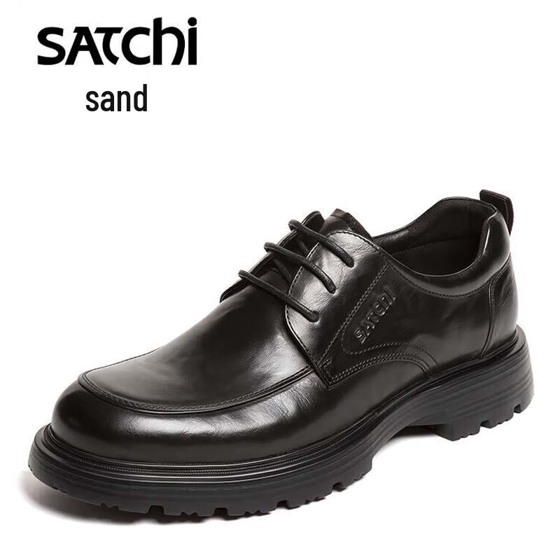 SATCHI Men s Calfskin Breathable Thick-Sole Derby Shoes EU 39 (CN 40) чёрный