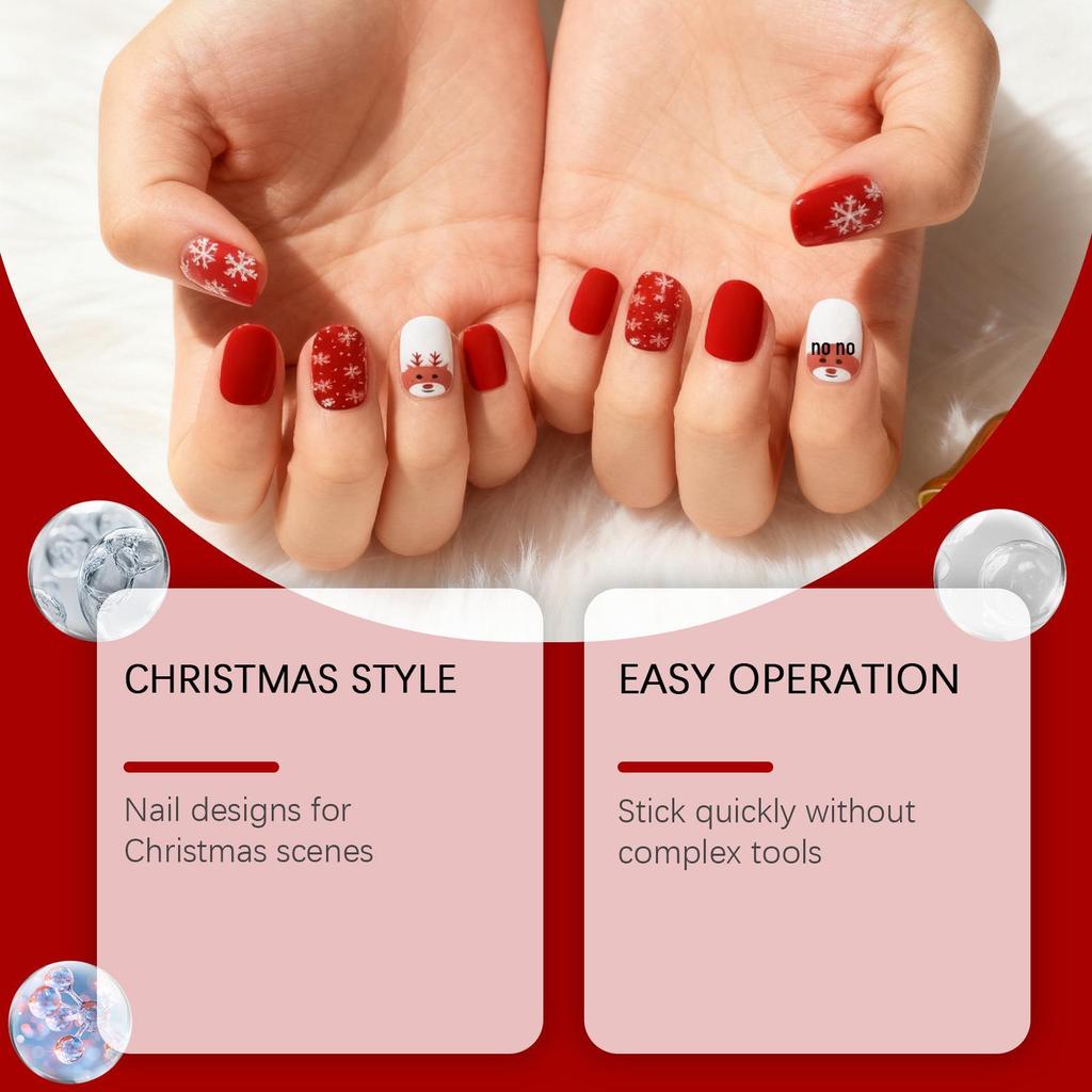 Nymixa Christmas Glitter Nail Art Stickers - DIY Soft Gel Set for Festive Nail Designs
