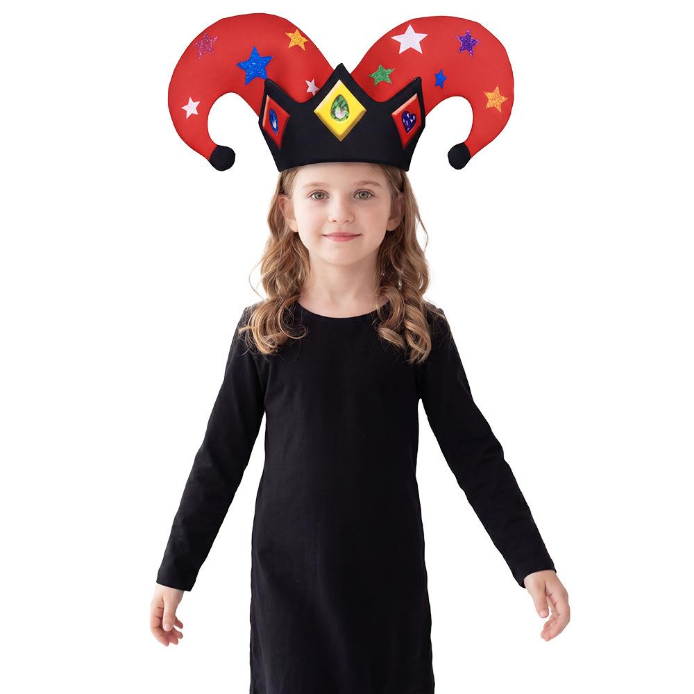April Fools Day Funny Clown Hat Black White Plaid Polka Dot Party Stage Headwear