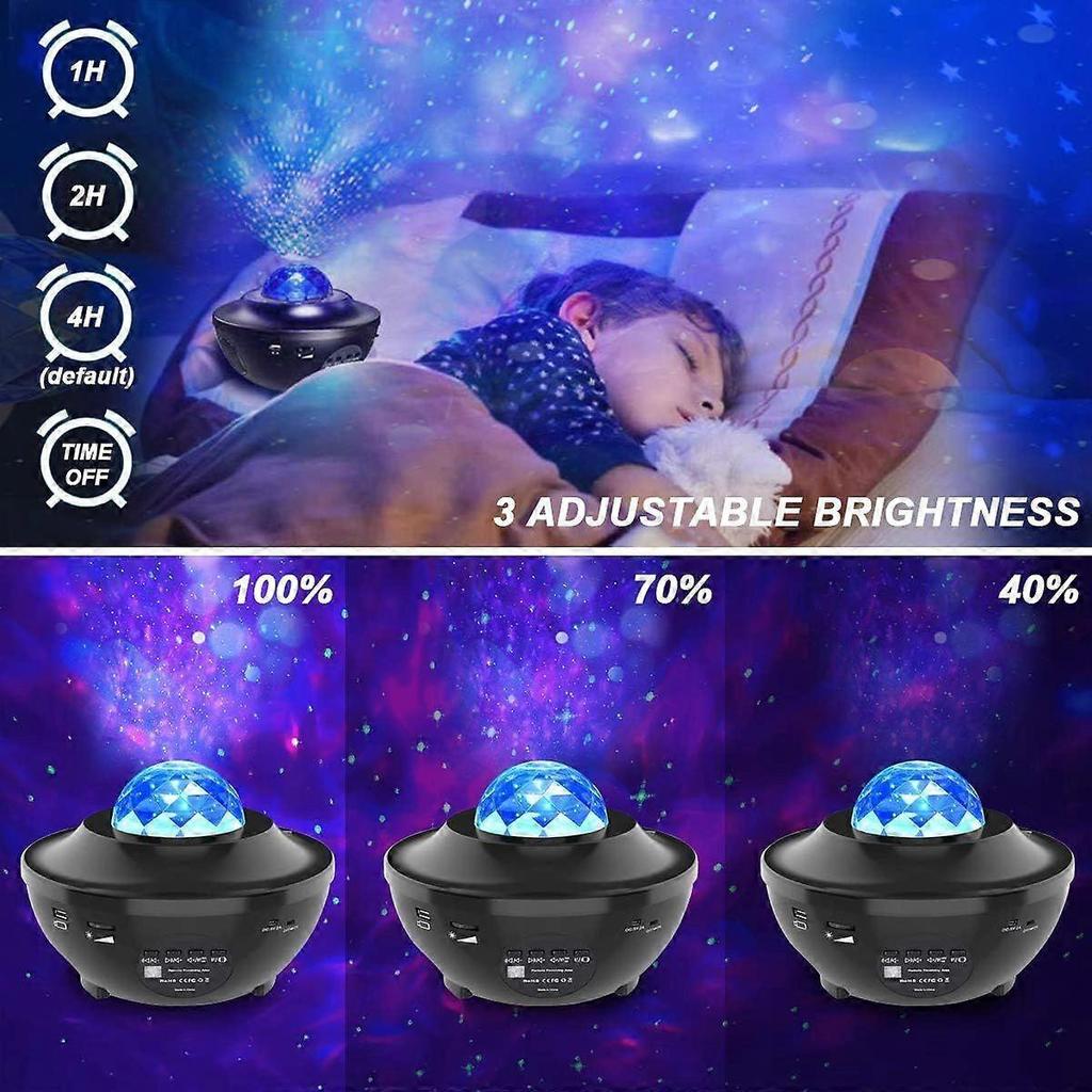 USB Night Light Bluetooth Music Projector Starry Sky Projection Light Starry Sky Rotation Starry Sky White Light