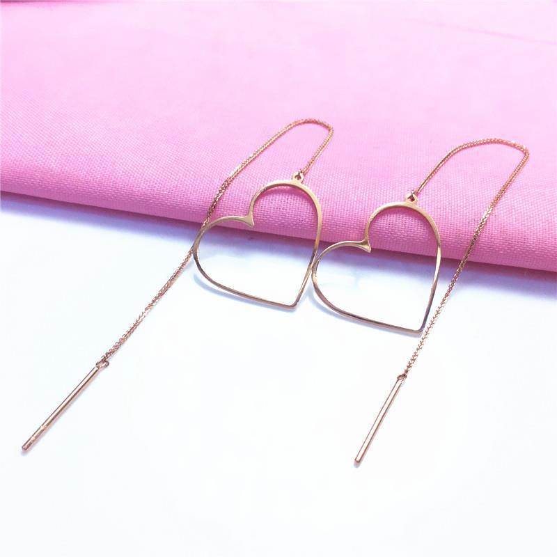 Фиолетовые золотые серьги в форме сердца, покрытые розовым золотом, женские, иностранная модная расцветка, золотые серьги
