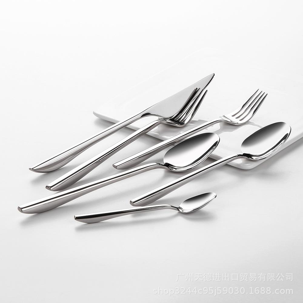 304 stainless steel steak knife, fork and spoon set, thickened Western tableware, gold dessert fork and spoon set, complete set