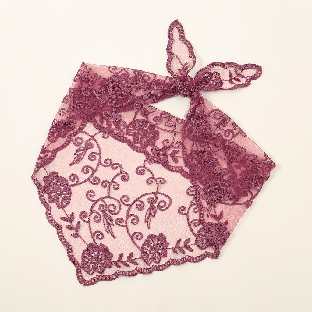 Headwear Flower Lace Triangle Scarf Summer Black and White Solid Color Headcloth Wedding Lace Cover Female