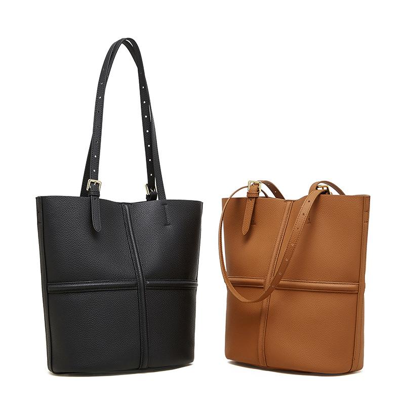 First Layer Cowhide Single Shoulder Mother Child Bag Can Be Slanted. New Genuine Leather Retro Commuter Light Luxury Tote Women's Bag