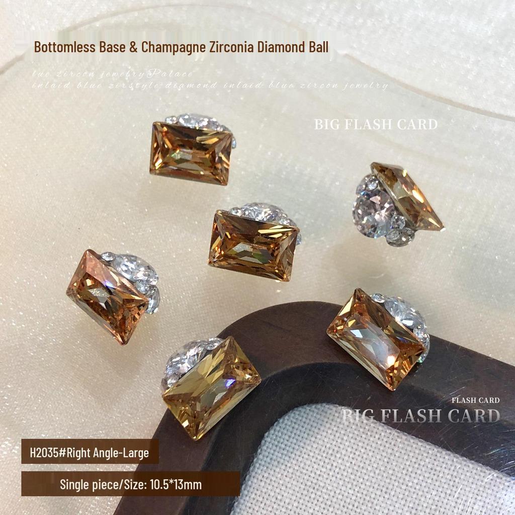 Champagne Bottomless Tray Zircon Nail Art Accessories - Super Flash Heart Dove Egg Stacked Drill Ball.