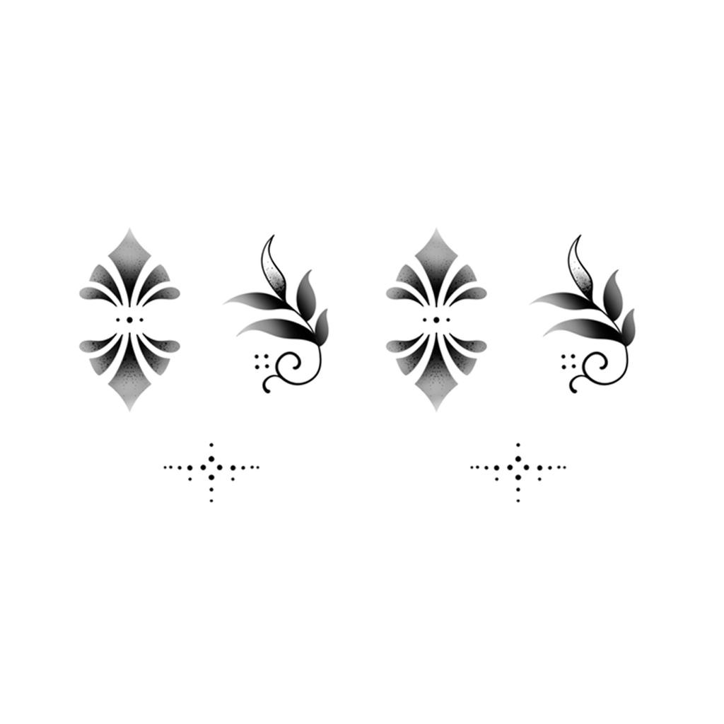 Sticker Tatuaggio Adesivo Lunga Striscia Totem Linea Dita Multi-Immagine Fiore Semplice Liscio Sole Luna Stella Schiena Vita Colonna Vertebrale