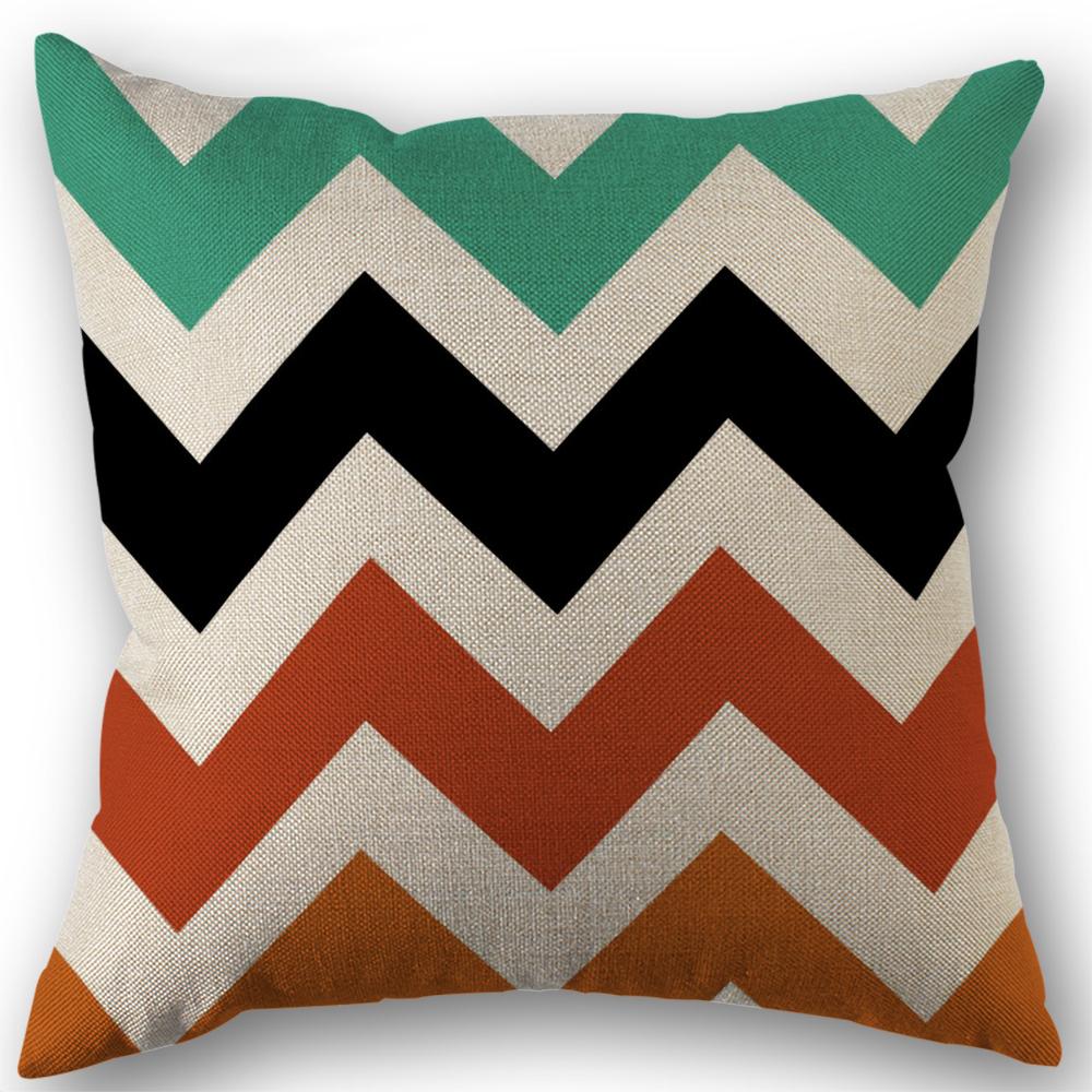 45X45Cm Linen Polyester Cushion Cover Abstract Geometric Grids Stripe Throw Pillowcase For Sofa Home Decor Pillows Case
