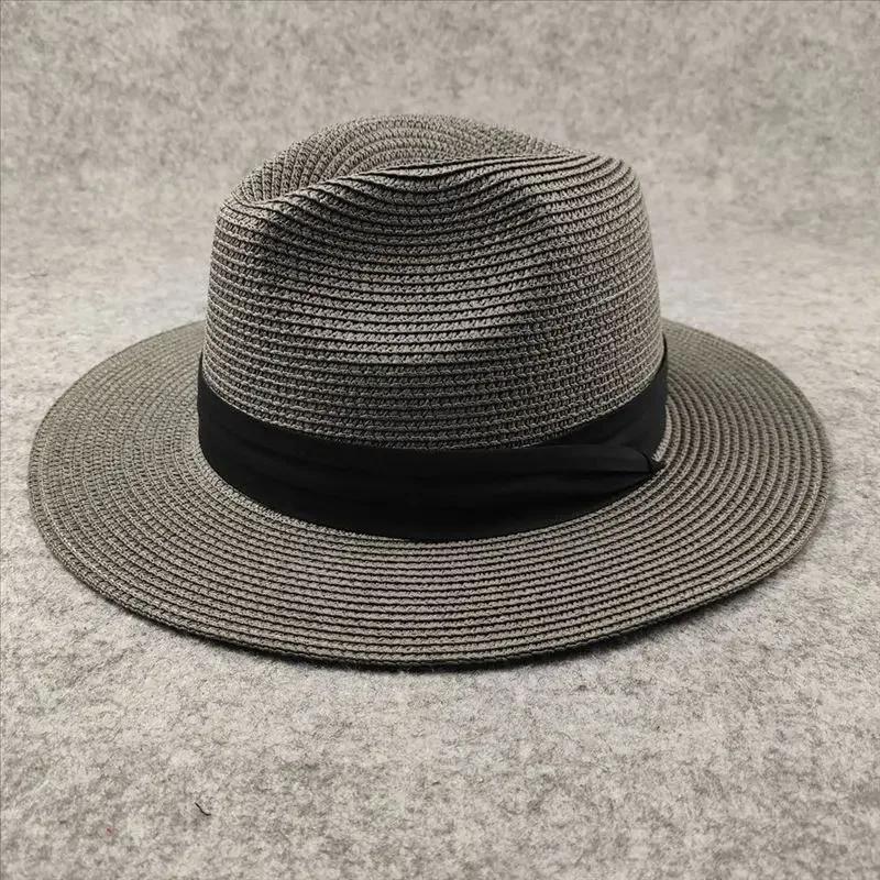 XL Big Head 63CM Summer Beach Woven Sun Hats Men Women Plus Size Jazz UV UPF 50+ Sun Protection Travel Panaman Straw Hats Unisex