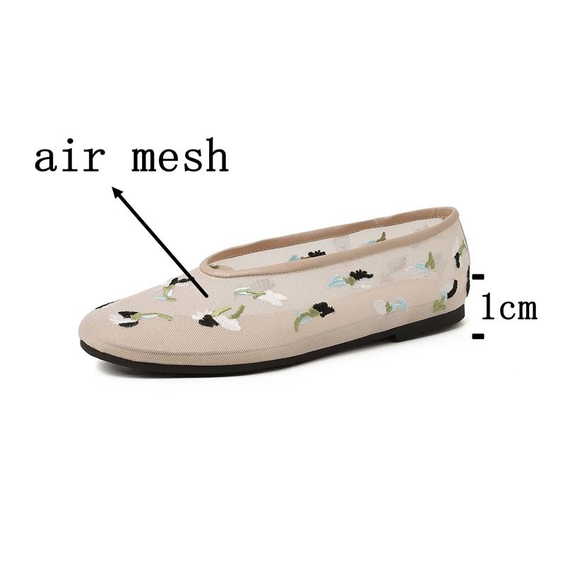 Krazing Pot Air Mesh Sheep Skin Flat with Crystal Beading Round Toe Jelly Shoes Embroidery Summer Size 42 Women Flats