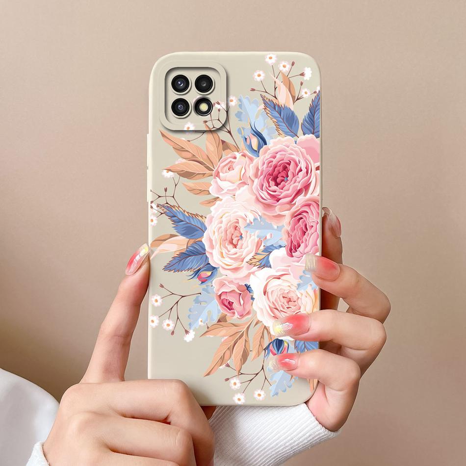 Cases For Samsung A22 5G 4G A22S Cute Soft Liquid Silicone Camera Protector Back Cover For Galaxy A22 A 22 A 22S Coque Bumper