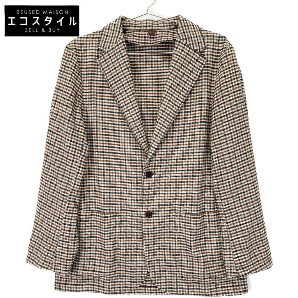 UNITED ARROWS 1122-110-6163 Beige X Brown Houndstooth LOVAT Tailored Jacket Jacket 46 Beige / brownUsed