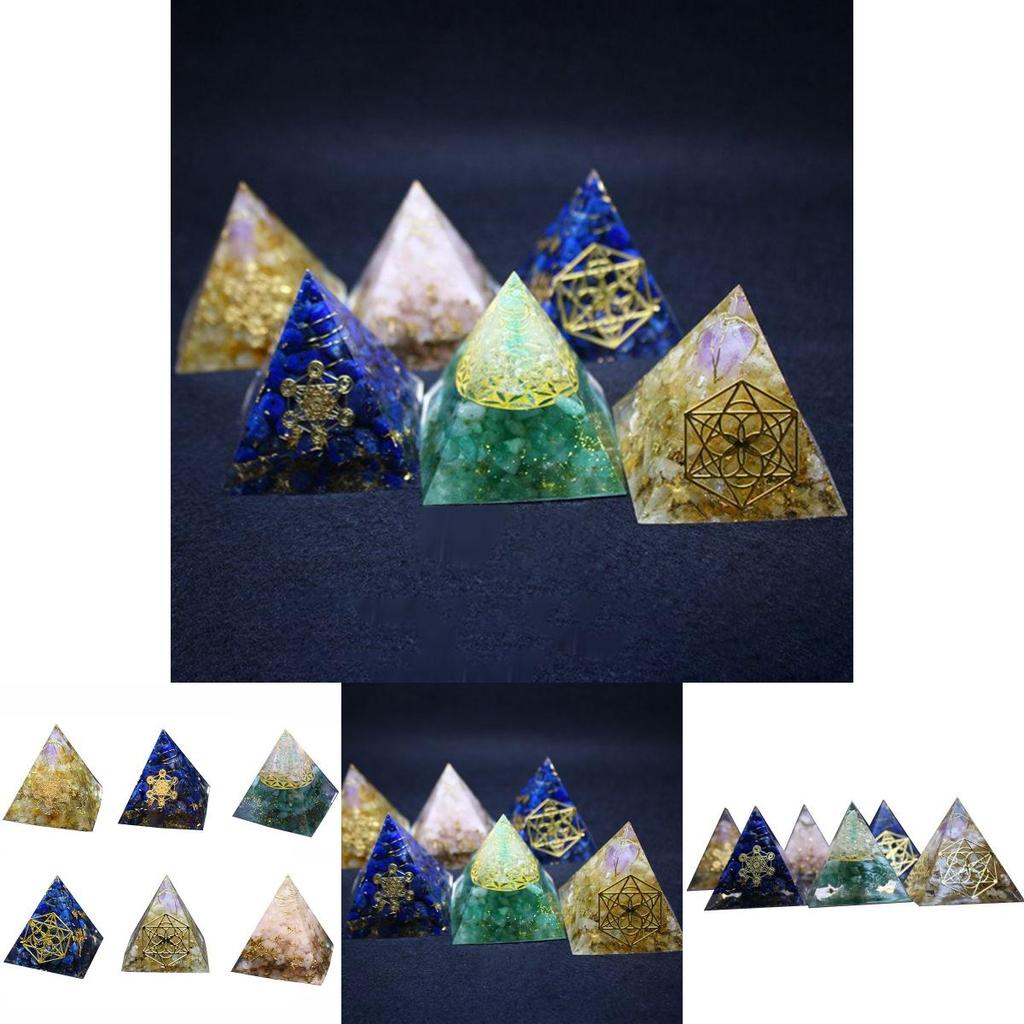 Stunning Orgonite Pyramid Featuring Vibrant Natural Crystal Macadam For Reiki Healing