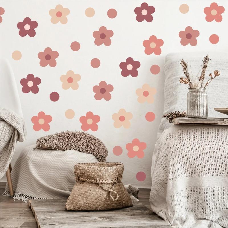 10pc Daisy Flower Wall Sticker Bohemian Style Refrigerator Glass Children's Room Kindergarten Ring Decoration Wall Decoration