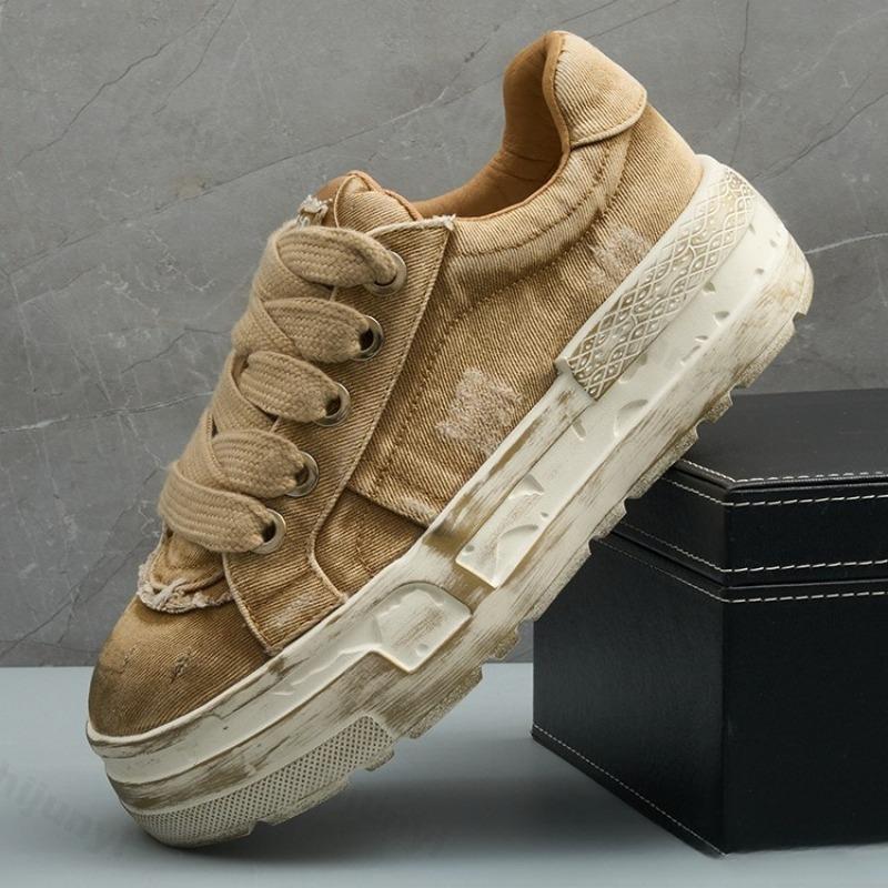 Men Sneakers Casual Shoes Blue Denim Canvas Lace-Up Shoes Fashion Vulcanize Shoes High-quality Walking Sneaker Zapatillas Hombre