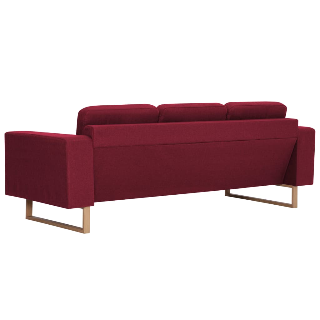 3 Seater Sofa Fabric Burgundy Red
